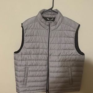 Gray and black puffer vest